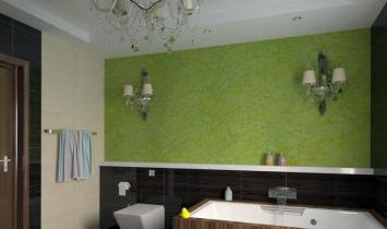 Dekorativt gips i badrummet: foton och inredningsidéer